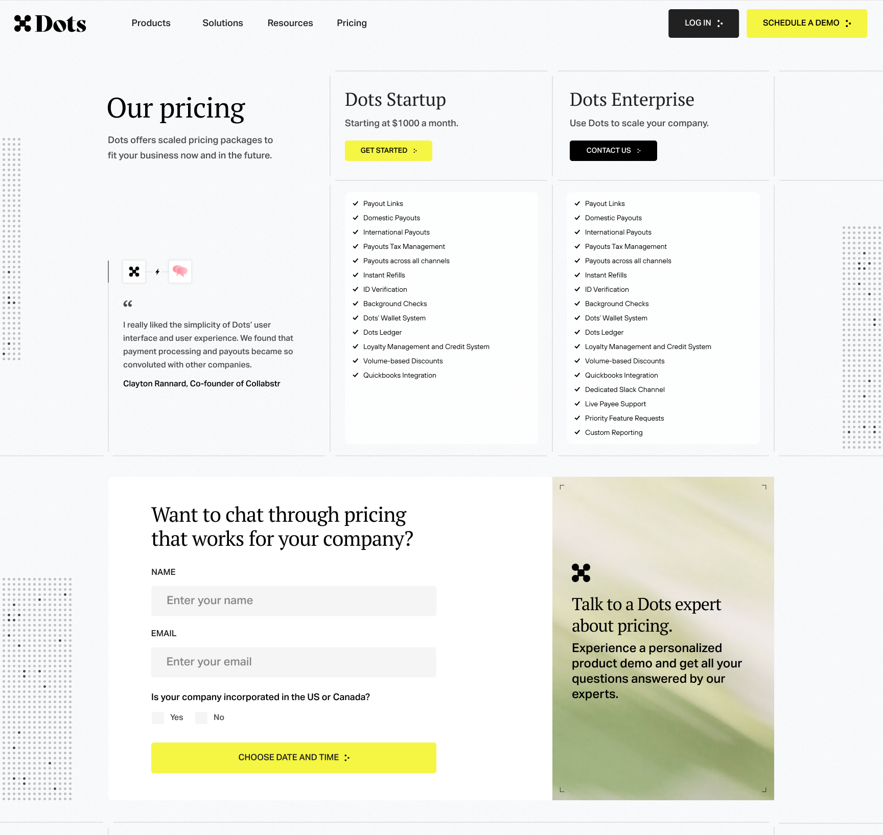 Dots pricing page preview